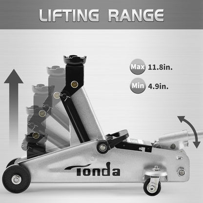Floor Jack, Hydraulic Portable Car Lift Jack, 1.5 Ton (3,000 Lb) Capacity for Sedan and Coupe (Silver)