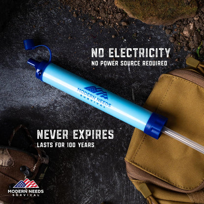 Ready Filter Personal Water Filter Straw | Backpacking Water Filter for Hiking & Camping | Portable Water Purifier Camping | Emergency Survival Gear & Camping Survival Kit