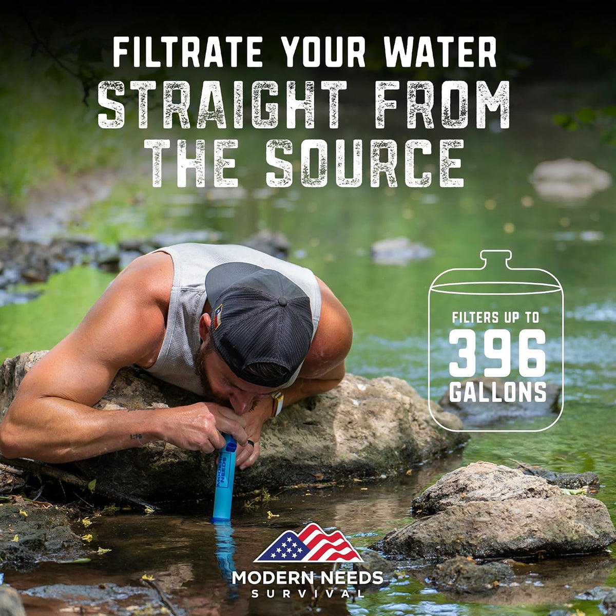 Ready Filter Personal Water Filter Straw | Backpacking Water Filter for Hiking & Camping | Portable Water Purifier Camping | Emergency Survival Gear & Camping Survival Kit